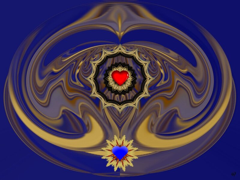Fractal Heart Design — Blue, Symmetrical