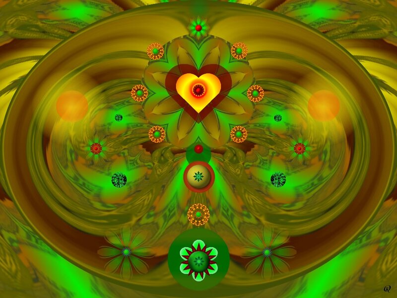Fractal Heart Design — Green, Hypnotic
