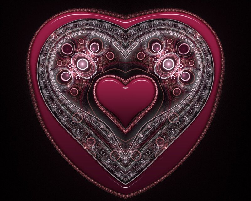 Fractal Heart Design — Maroon