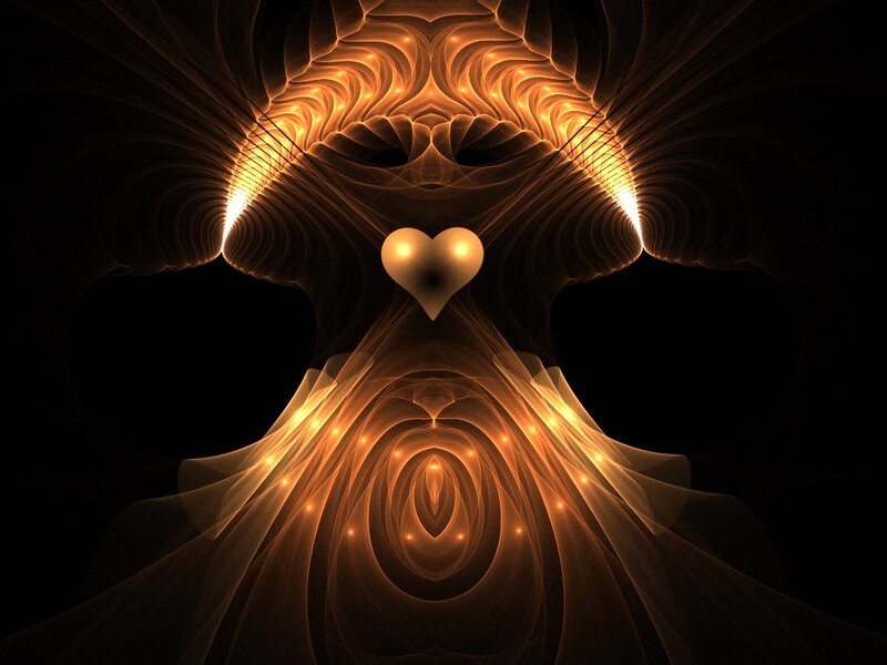 Fractal Heart Design — Orange, Mystical