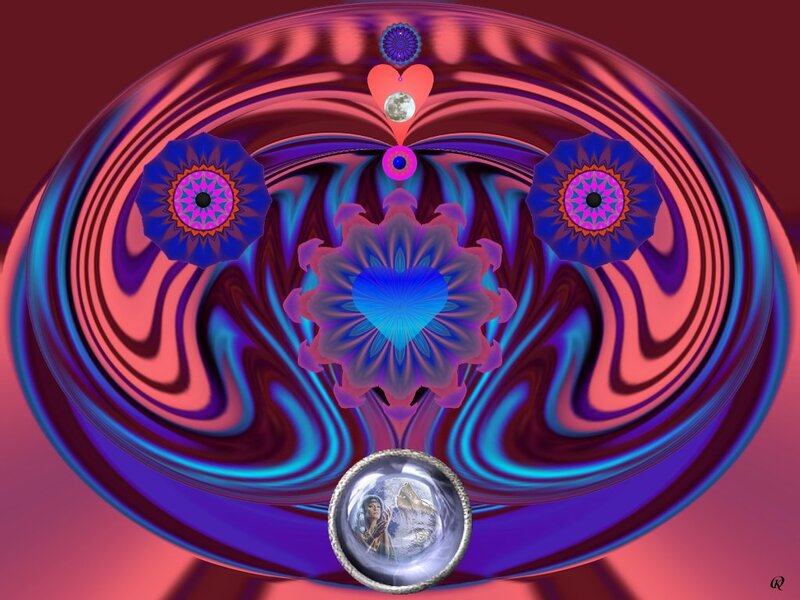 Fractal Heart Design — Purple, Hypnotic, Digital Art, Flower