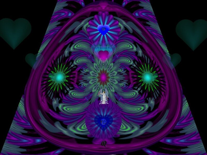 Fractal Heart Design — Purple, Hypnotic, Digital Art, Hearts