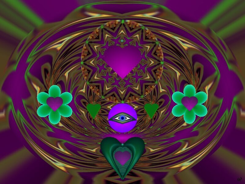 Fractal Heart Design — Purple, Hypnotic, Digital Art