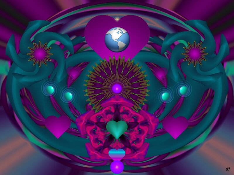 Fractal Heart Design — Purple, Hypnotic