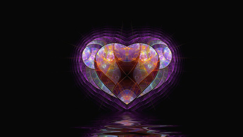 Fractal Heart Design — Purple, Mystical, Night