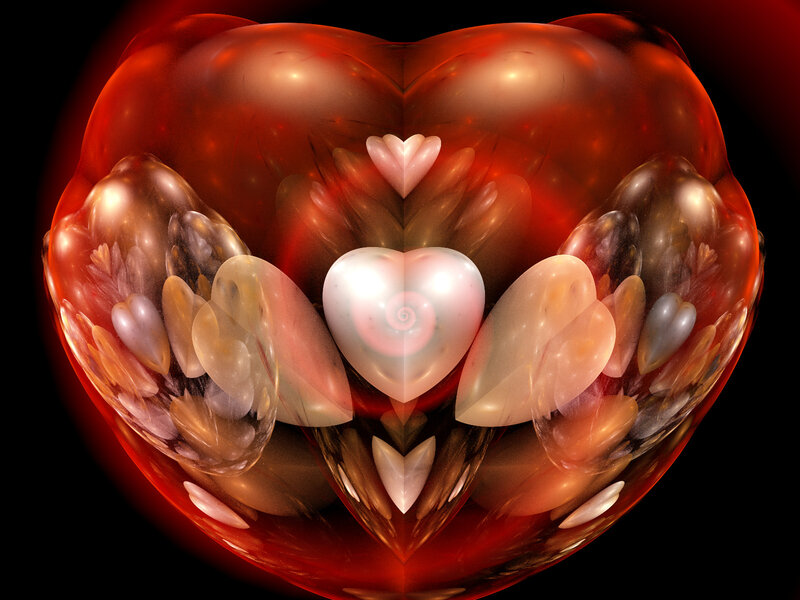 Fractal Heart Design — Red, Abstract