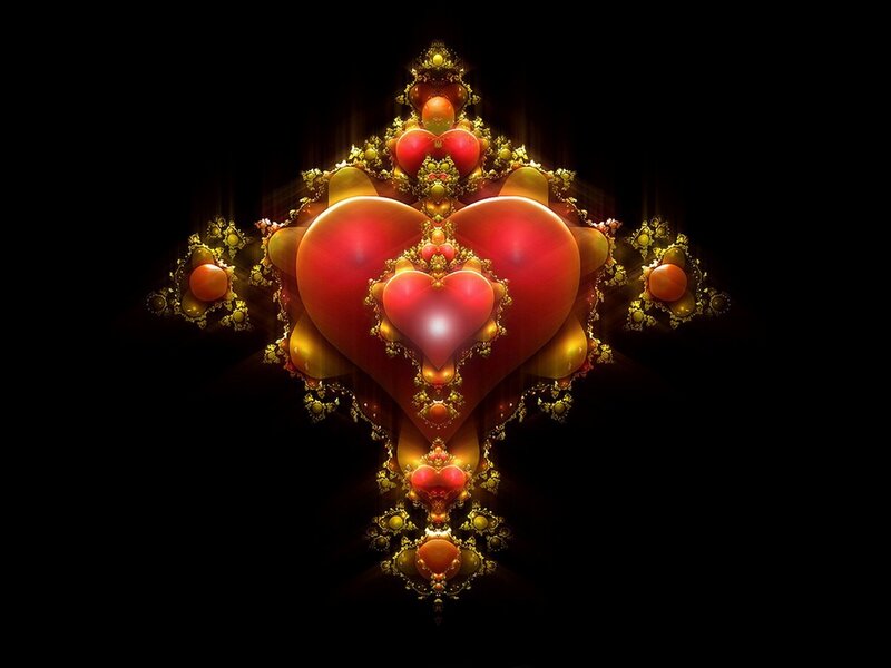 Fractal Heart Design — Red, Dramatic