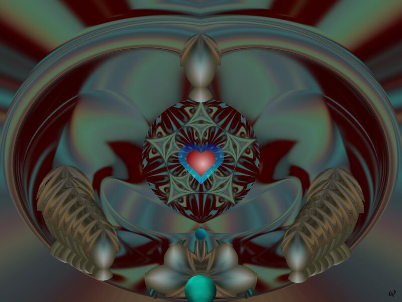 Fractal Heart Design — Red, Hypnotic