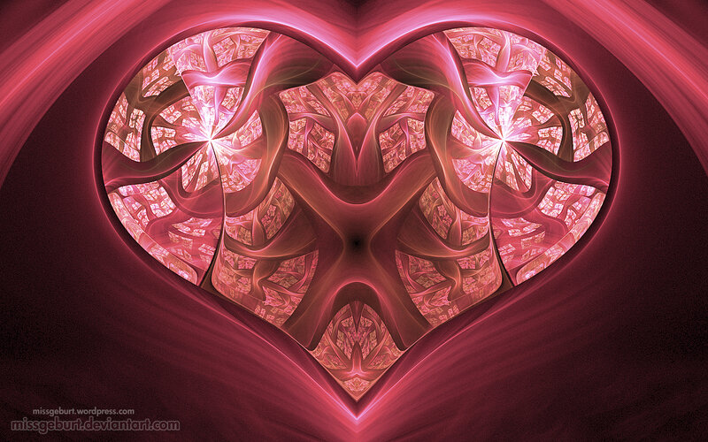 Fractal Heart Design — Red, Mystical