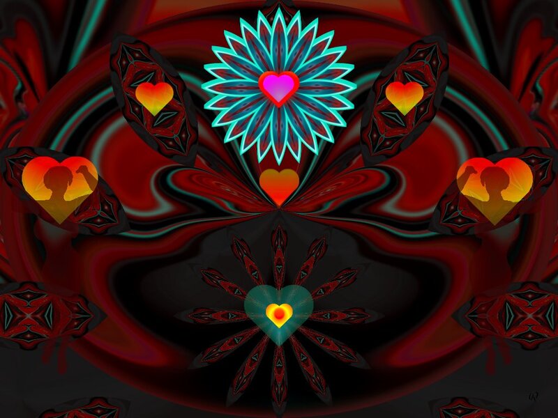 Fractal Heart Design — Red, Symmetrical