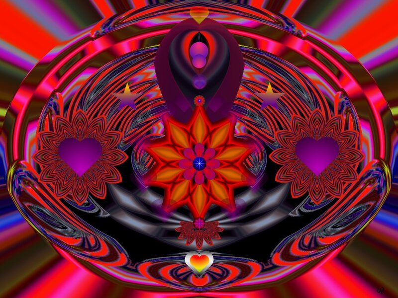 Fractal Heart Design — Red, Vibrant, Digital Art