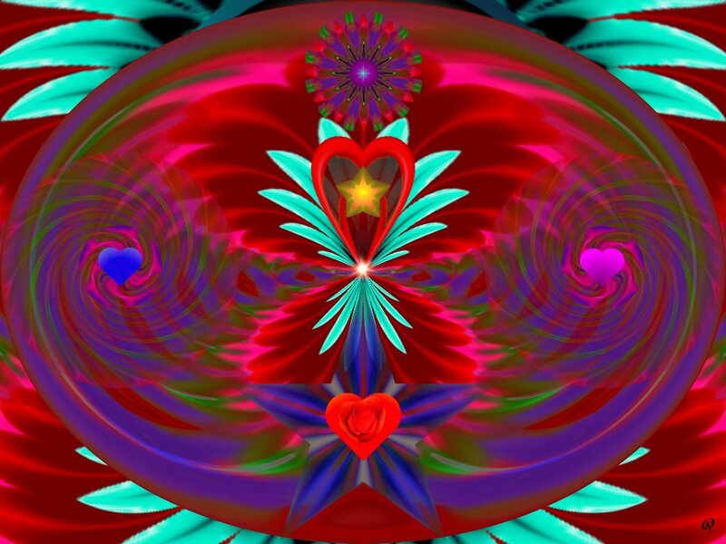 Fractal Heart Design — Red, Vibrant