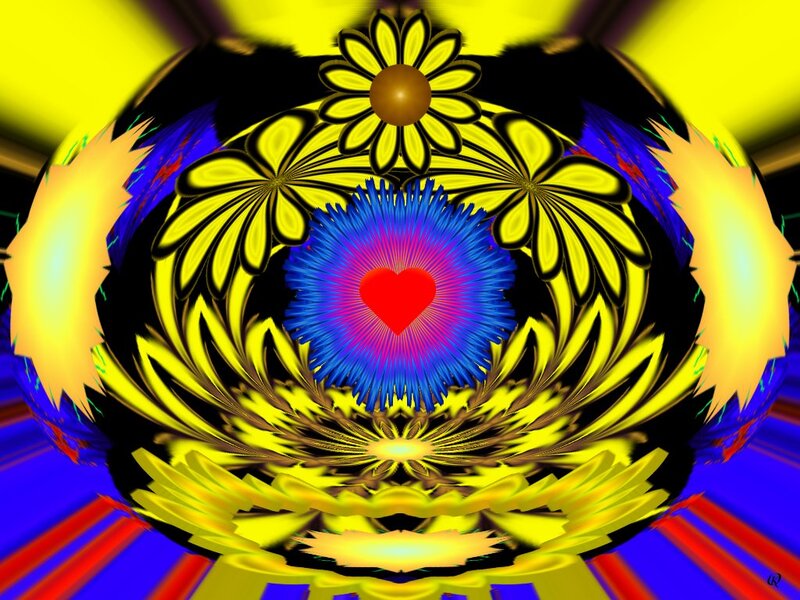Fractal Heart Flower — Yellow