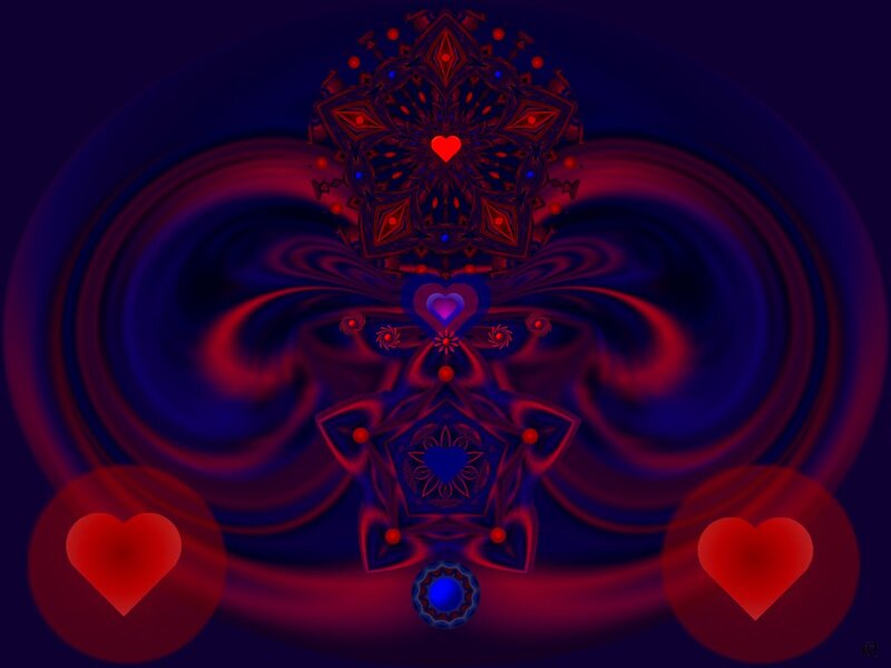 Fractal Heart Mandala — Red