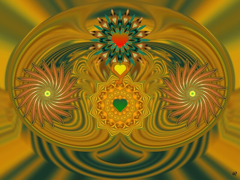 Fractal Heart Mandala — Yellow
