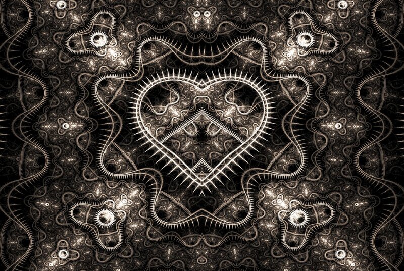 Fractal Heart Pattern — Black, Complex