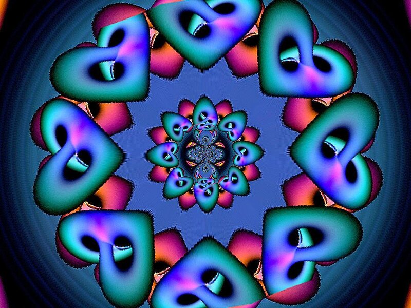Fractal Heart Pattern — Blue, Hypnotic, Abstract