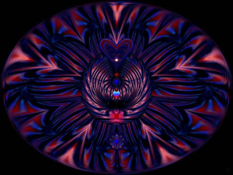Fractal Heart Pattern — Blue, Hypnotic