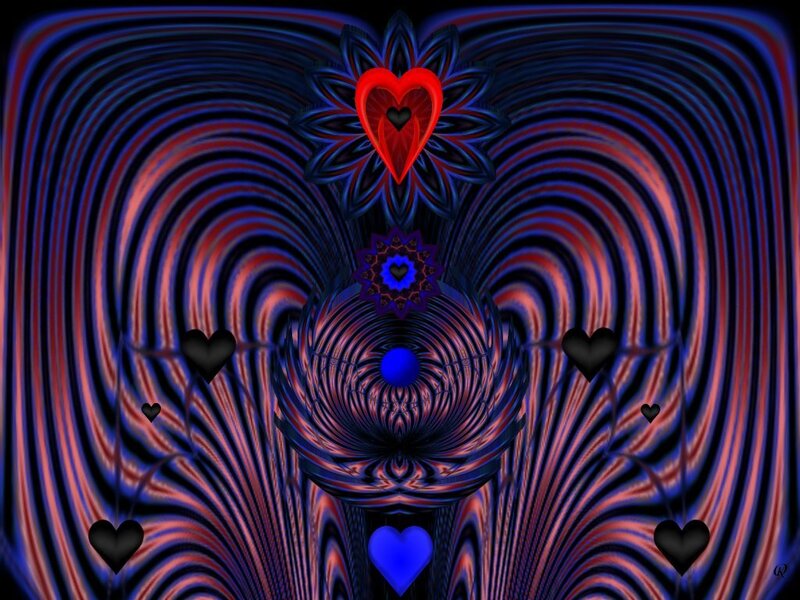 Fractal Heart Pattern — Blue