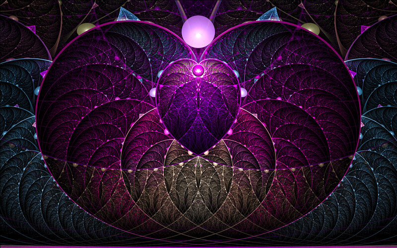 Fractal Heart Pattern — Purple, Hypnotic, Digital Art