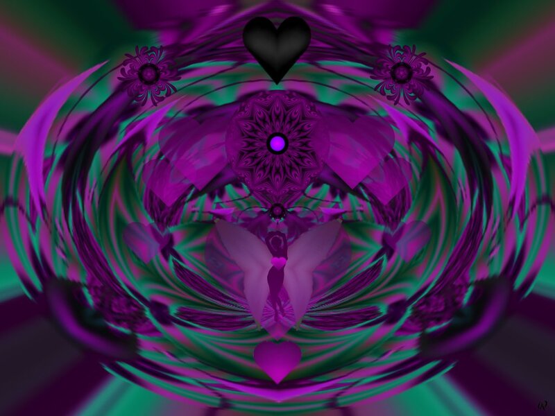 Fractal Heart Pattern — Purple, Hypnotic