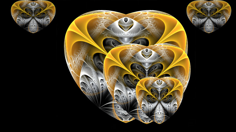 Fractal Heart Pattern — Yellow