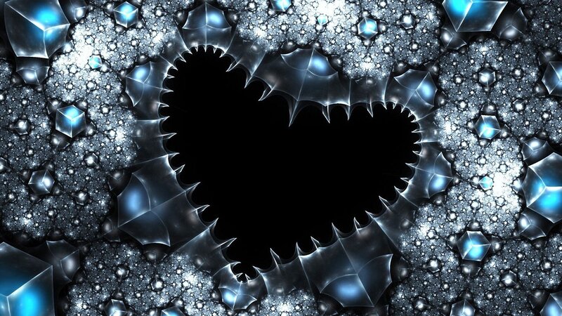 Fractal Heart Shape — Blue, Dramatic