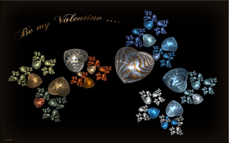 Fractal Heart Shapes — Black