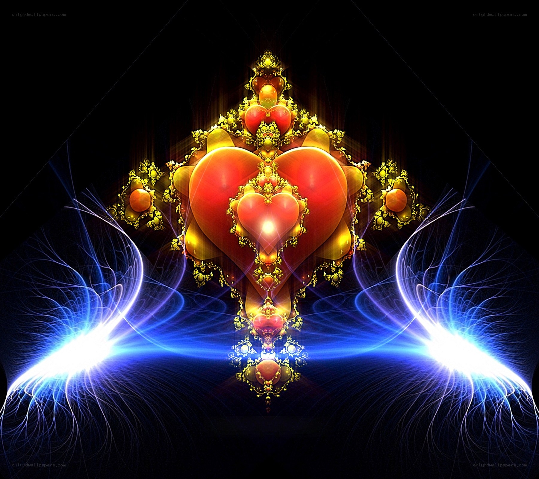 Fractal heart with energy waves