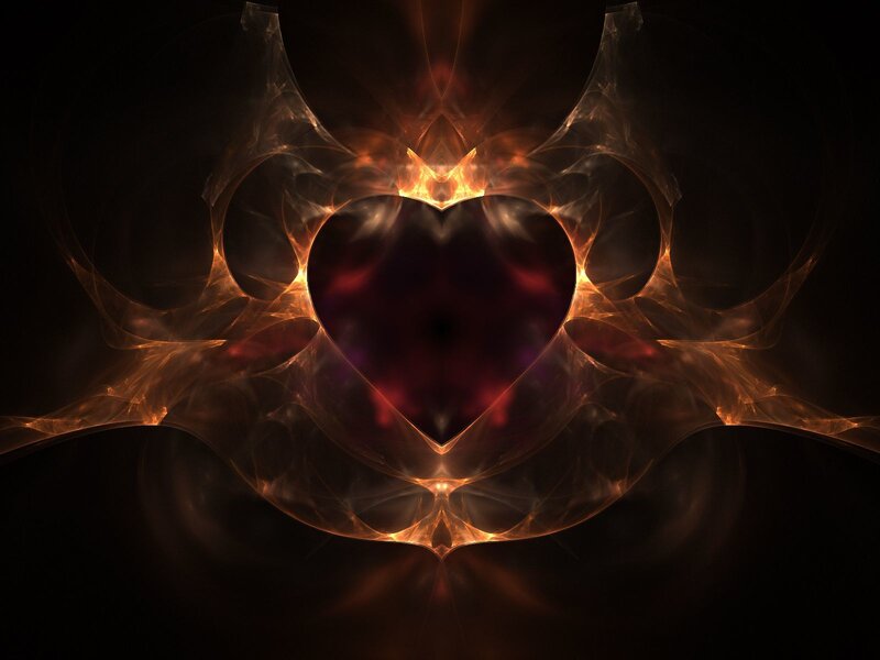 fractal heart with fiery glow