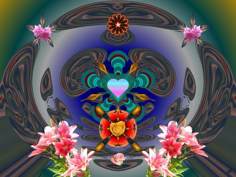 Fractal heart with flowers