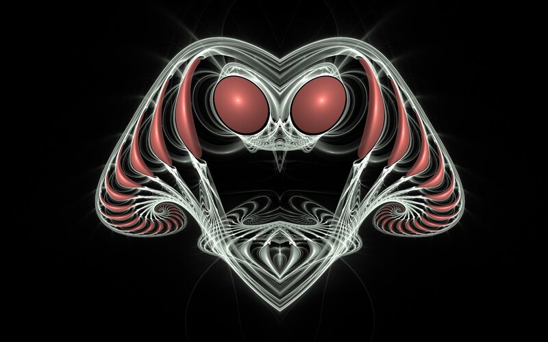 fractal heart with glowing eyes