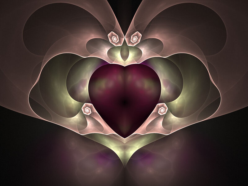 Fractal heart with glowing petals