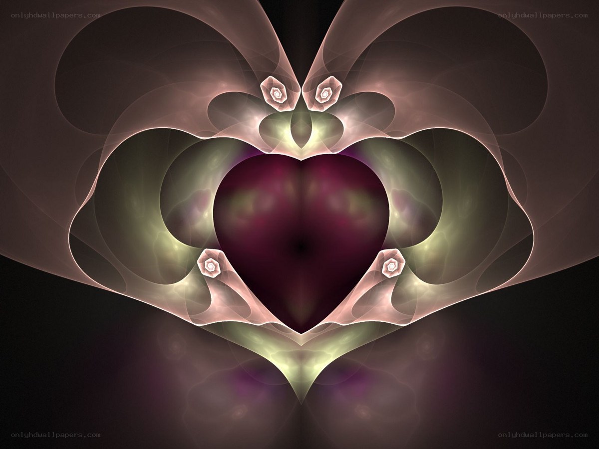Fractal heart with glowing petals