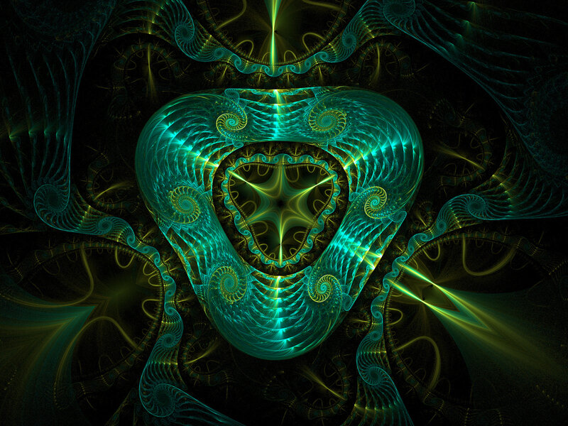 fractal heart with glowing spirals