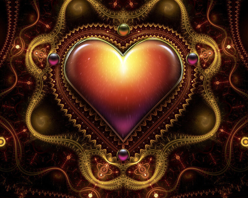 Fractal heart with golden gears
