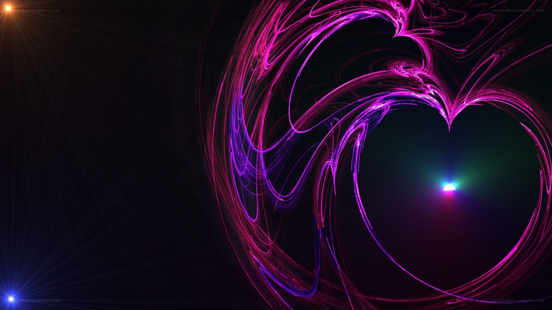 fractal heart with light beams