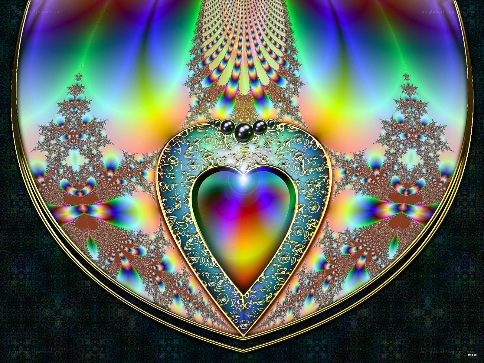 Fractal heart with rainbow colors