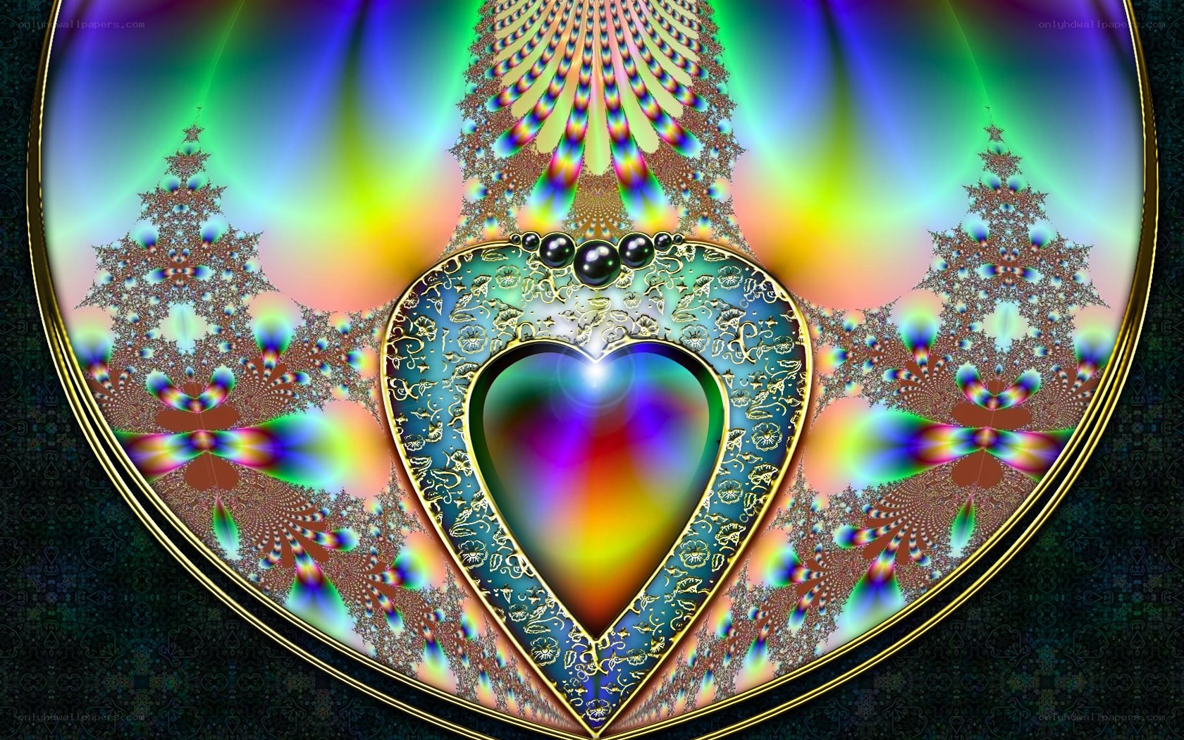 Fractal heart with rainbow colors