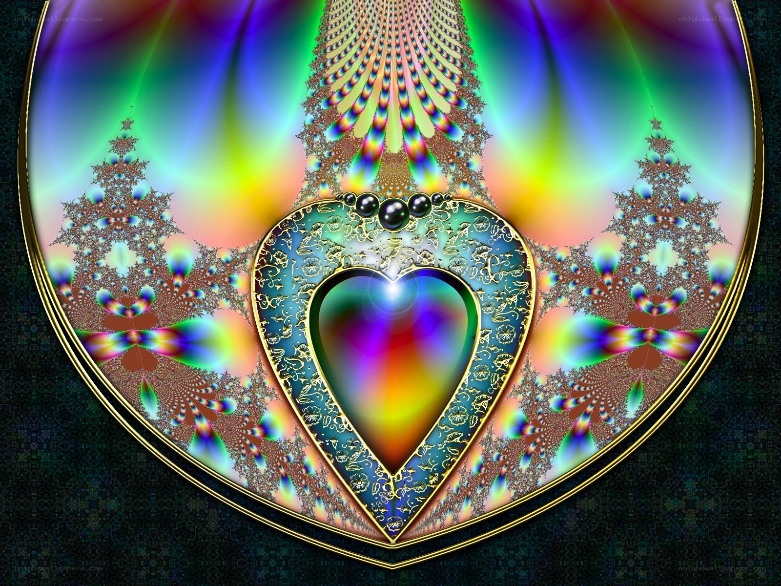 Fractal heart with rainbow colors