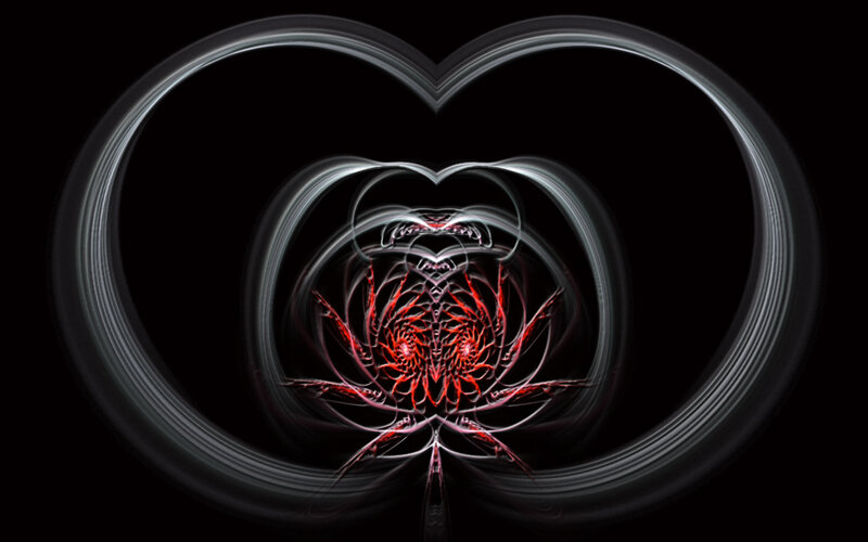 Fractal heart with red core