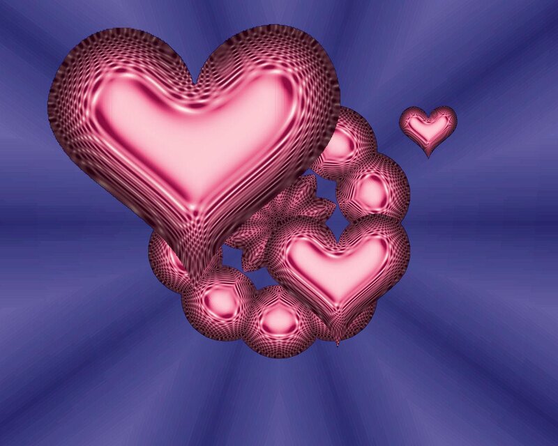 Fractal hearts on blue