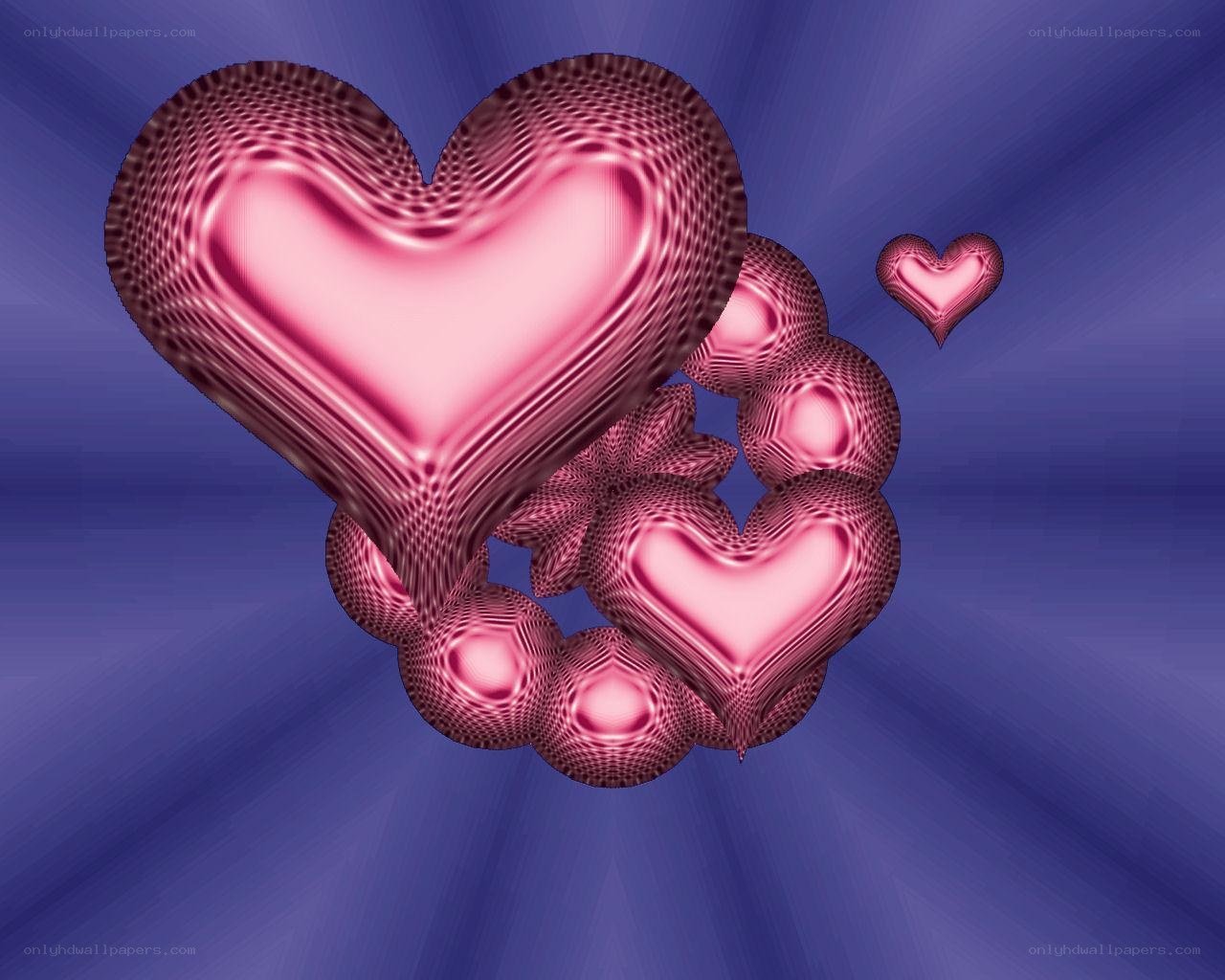 Fractal hearts on blue