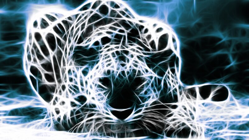 Fractal Jaguar Head — White, Dramatic