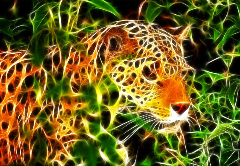 Fractal jaguar in foliage