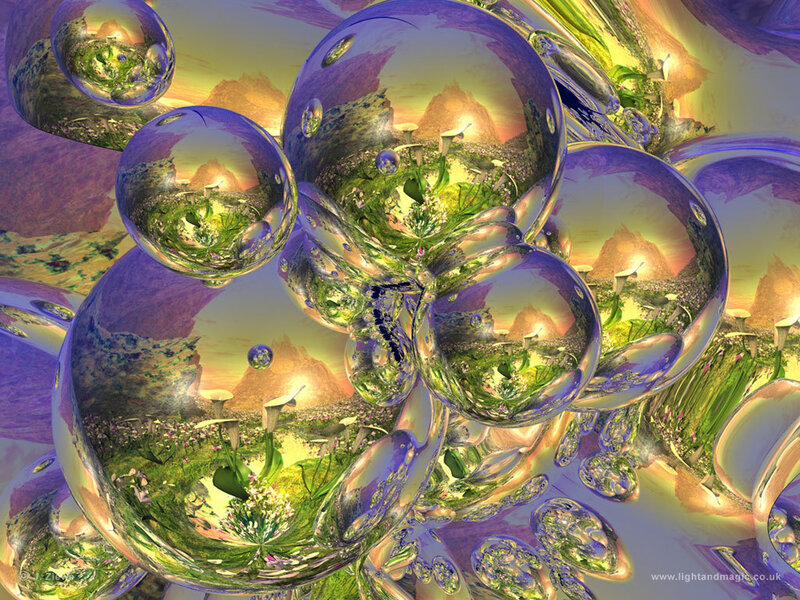 Fractal landscape in glass bubbles