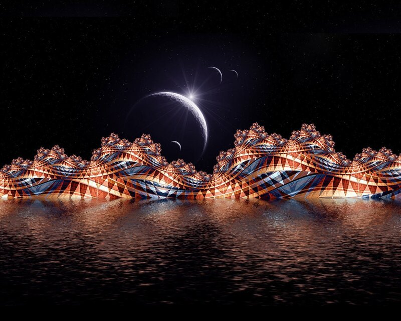 Fractal landscape under alien sky