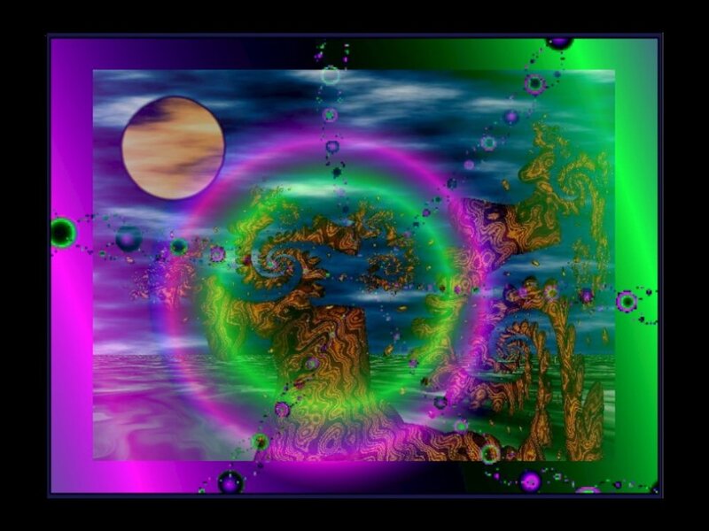 Fractal Landscape with Moon