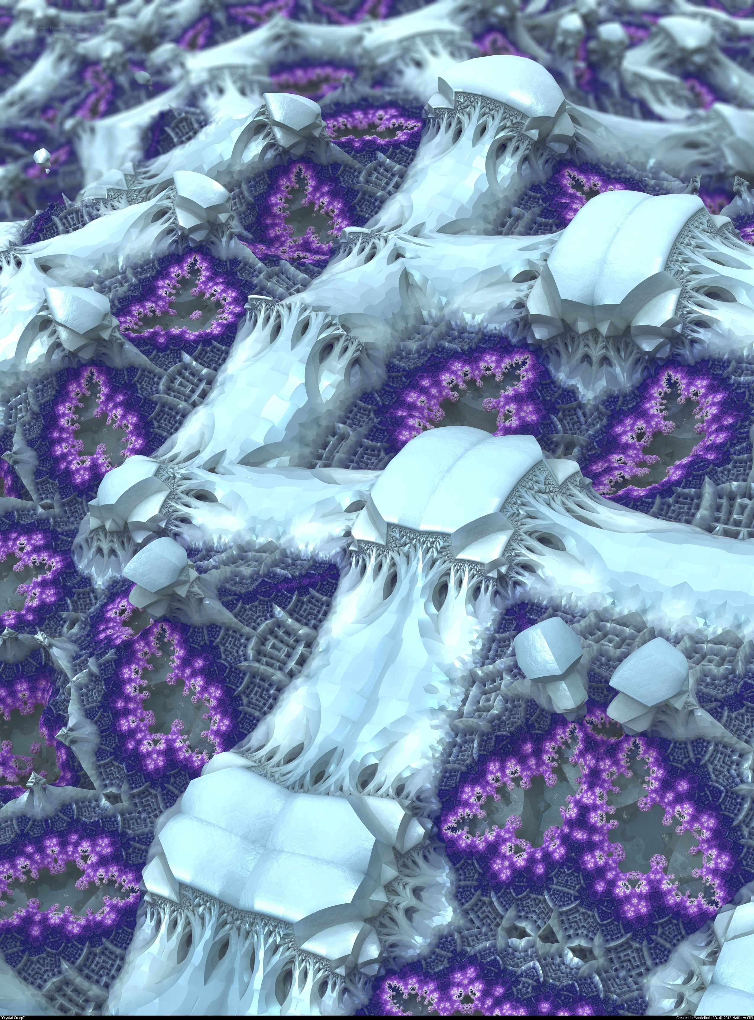 Fractal landscape with purple and white patterns