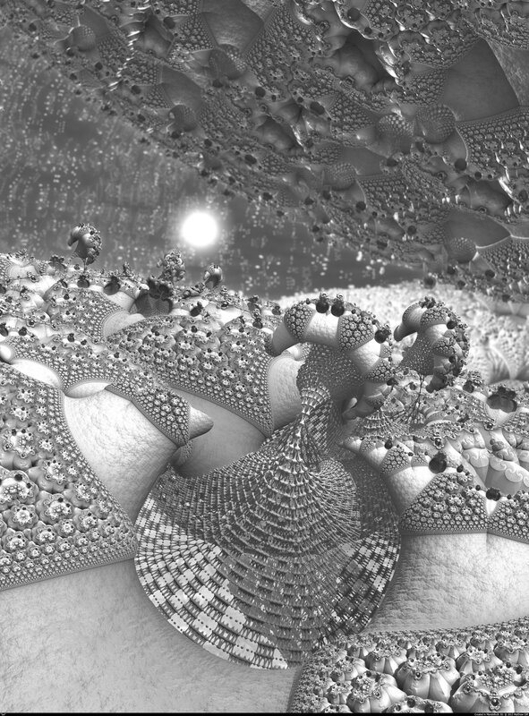 Fractal Landscape with Sun
